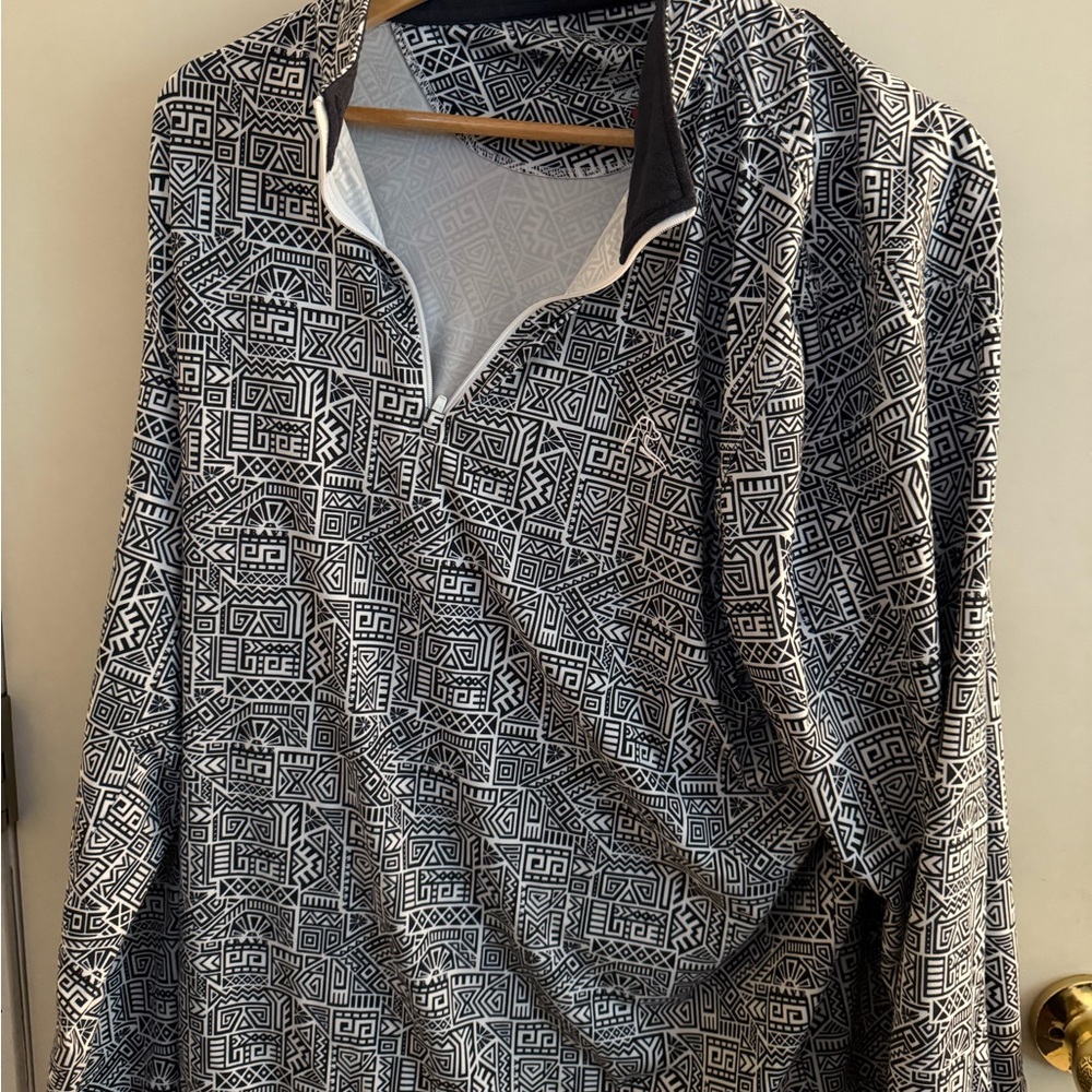 Rhoback Men's Geometric Zip-Up Sweater - Black and White